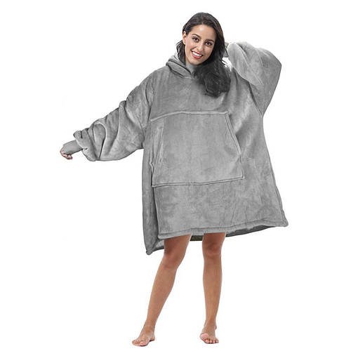 Толстовка-плед з капюшоном і рукавами Huggle Hoodie Сіра HP227