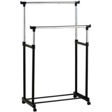 Підлогова, подвійна телескопічна вішалка-стійка для одягу Double Bar Rack Hight Ajustable (30 кг).Уцінка!!! HP227