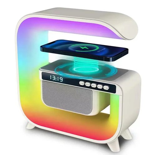 Нічник акумуляторний RGB G3 з Bluetooth колонкою FM-радіо та бездротовою зарядкою 15 W