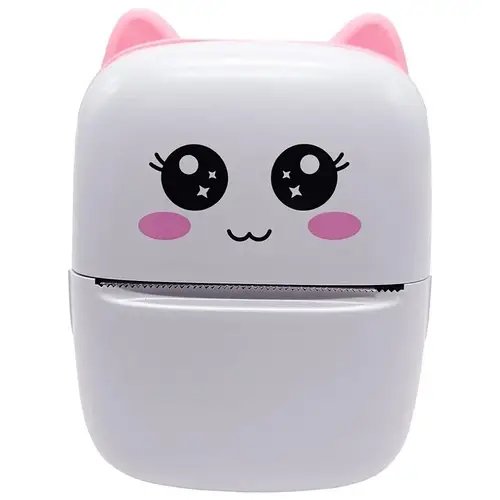 Портативний термопринтер Bambi Cat Mini printer Рожевий YU227