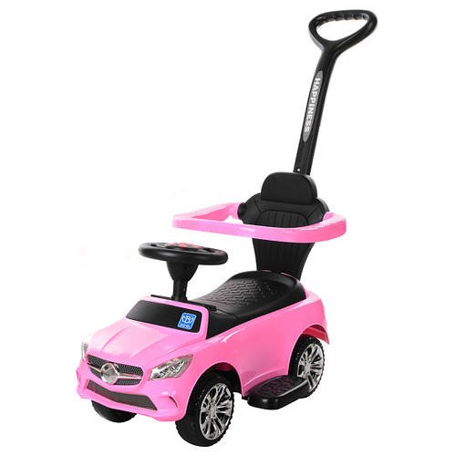 Дитяча каталка-толокар Mercedes з батьківською ручкою та світлом Bambi M 3503C-8 Рожевий