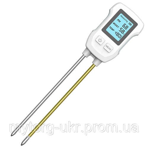 РH метр 3в1 цифровий аналізатор ґрунту з LCD екраном  Білий