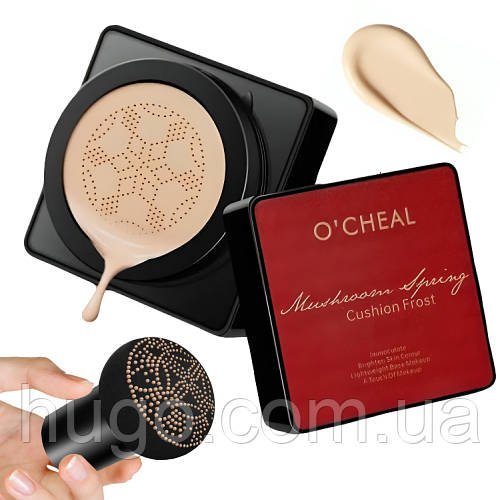 Кушон для обличчя + спонжик Beauty Linasi Red O`CHEAL, Натуральний відтінок / Тональний крем / Крем пудра