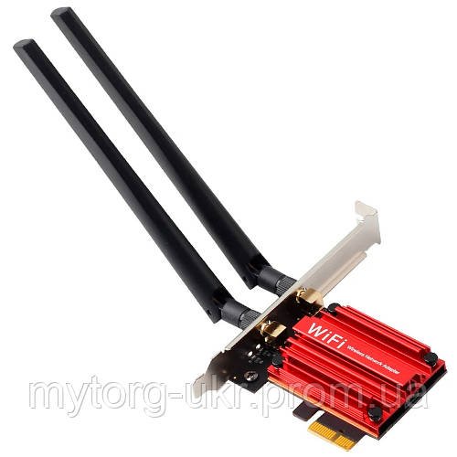 Мережева карта PCI-E WiFi 6 1800 Мбіт/с 2.4/5 ГГц Bluetooth 5.2 червоний