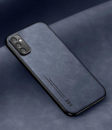 Шкіряний чохол XnE Samsung Galaxy A05s A057 з металевою вставкою Blue