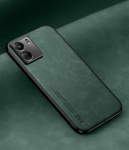 Шкіряний чохол XnE Xiaomi Redmi 13C з металевою вставкою Green
