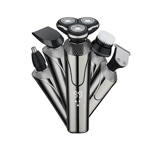 Універсальний набір для стрижки та гоління 4 в 1 Geemy GM-7761 Тример-бритва з різними насадками та дисплеєм
