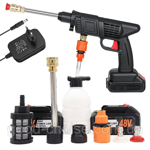 Акумуляторна мийка високого тиску + 2 акумулятора 24V, в кейсі / Пістолет для миття авто / Ручна мінімийка машини