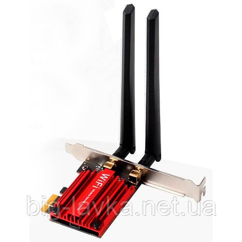 Мережева карта PCI-E WiFi 6 1800 Мбіт/с 2.4/5 ГГц Bluetooth 5.2  червоний