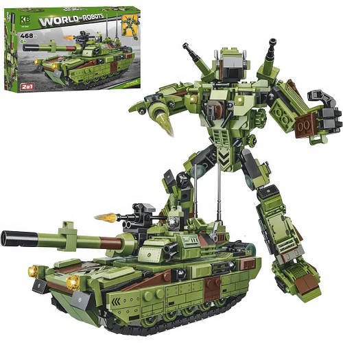 Конструктор 2 в 1 Танк - Трансформер із 468 деталей LIMO TOY KB 3000 Конструктор Робот та Танк