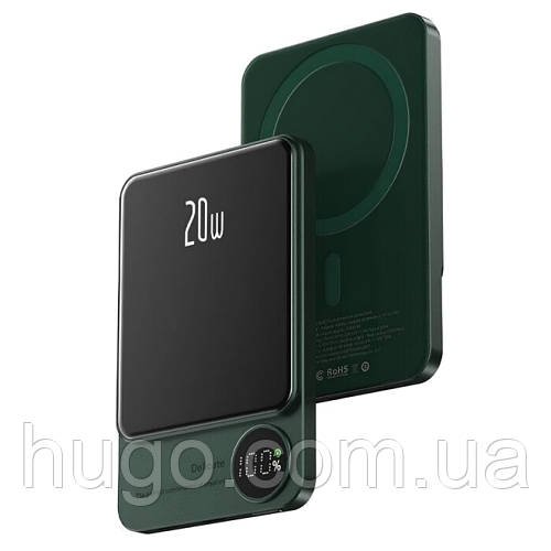 Повербанк бездротовий 20W, 10000 mAh, MagSafe, Зелений / Магнітний павербанк / УМБ / Портативний повер банк