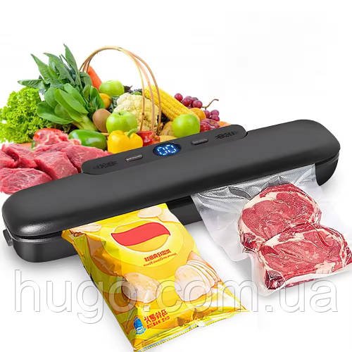 Вакууматор для продуктів FK-7912, Чорний / Вакуумний пакувальник / Кухонний вакууматор / Домашній вакууматор