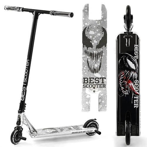 Дитячий трюковий самокат (алюміній, HIC-система, пеги, колеса PU 120 мм) Best Scooter Simbiote 65030 Сірий