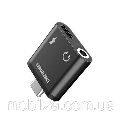 (Укр ) Перехідник Denmen DU09 Type-c to 3.5mm 2in1 (зарядка + навушники)
