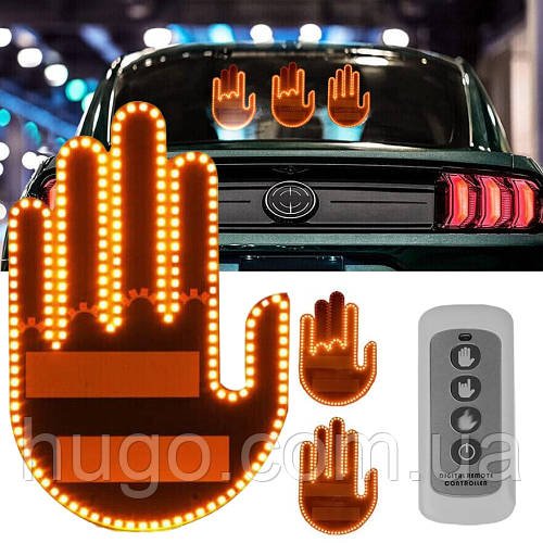 Підсвічування автомобільне LED-долоня на заднє скло з жестами + пульт, Hand Light / Світлодіодна рука