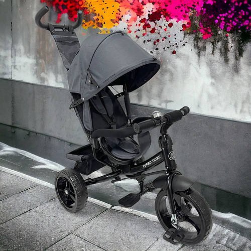 Велосипед триколісний дитячий з батьківською ручкою TURBO TRIKE MT 1005-2 Графітовий