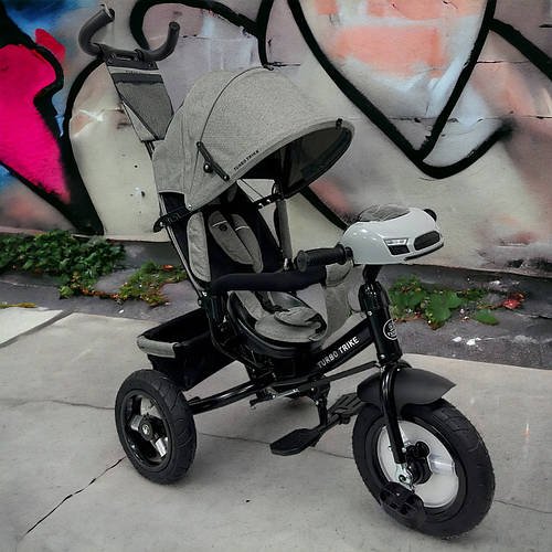 Велосипед триколісний дитячий з батьківською ручкою TURBO TRIKE MT 1006-8 Світло-сірий