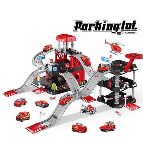 Трек PARKING LOT (6 металопластикових машинок, вертоліт, 3 рівні, наклейки) 666-13