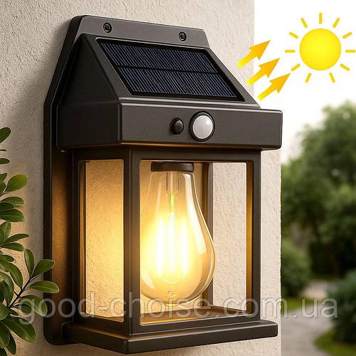 Вуличний світильник на сонячній батареї, SOLAR WALL LAMP ВK-888 / Світлодіодний ліхтар із датчиком руху