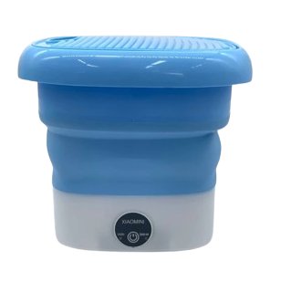 Складана силіконова пральна машина на 8 літрів Folding Washing Machine MLZ-001 Біло-блакитна