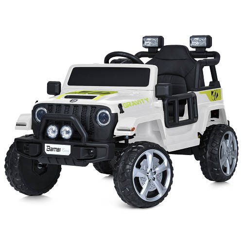 Електромобіль джип Jeep (пульт 2,4G, 2 мотори 40W, аккум.12V7AH, EVA, світло, музика) M 5103EBLR-1 Білий