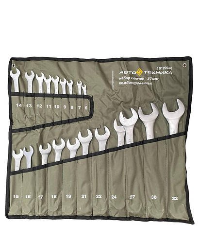 Набір ключів комбінованих 20 шт. (6-32мм) у чохлі, Автотехніка 101200-К