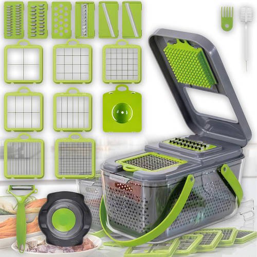 Овочерізка на 22 предмети зі змінними насадками та контейнером Veggie Slicer