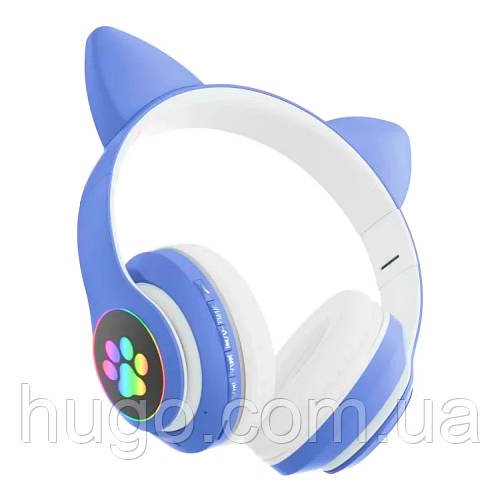 Бездротові навушники з вушками STN-28, Сині / Дитячі навушники / Bluetooth навушники з підсвічуванням