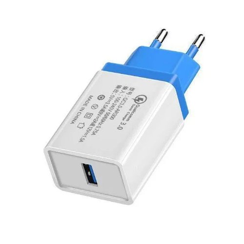 Мережевий адаптер AR 60 USB 18W із швидкою зарядкою QC3.0 Fast Charge, компактний, білий