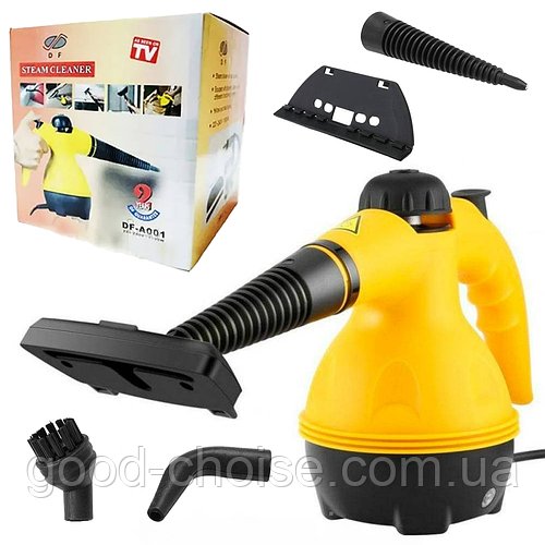 Ручний пароочисник 350мл, 1000Вт + насадки Steam Cleaner DF-A001 / Відпарювач / Пароочисник для прибирання