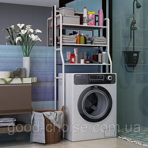 Полиця стелаж для зберігання над пральною машиною, LAUNDRY RACK TW-106, Білий / Підлогова стійка органайзер