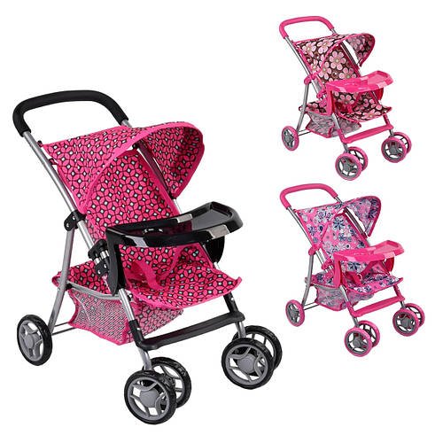 Коляска для ляльок прогулянкова (3 види, діаметр коліс 10 см, кошик для речей, 48х33х52см) 9304 BW-T