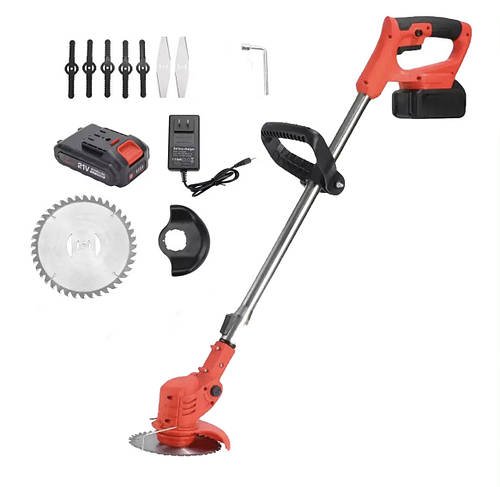 Газонокосарка акумуляторна для косовиці трави 24 Вт Червона Акумуляторний триммер для газону