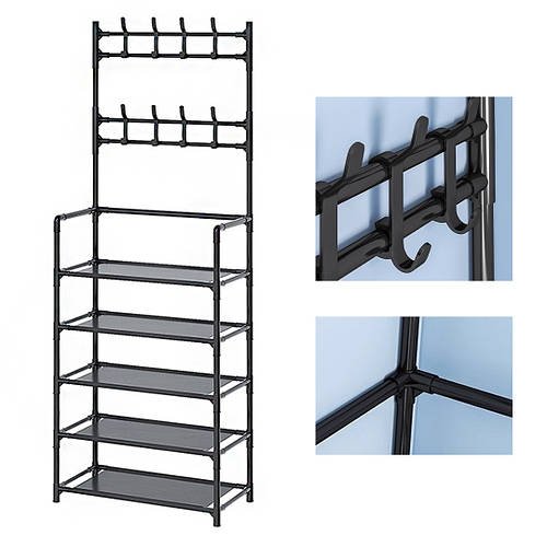 Вішалка для одягу Simple Floor Clothes Rack Підлогова стійка-вішалка для одягу та взуття 172х60х26 см Чорна