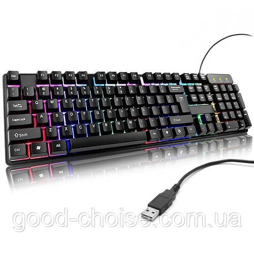 Ігрова клавіатура з RGB підсвіткою та USB, KR 6300 / Дротова геймерська клавіатура / Комп'ютерна клавіатура