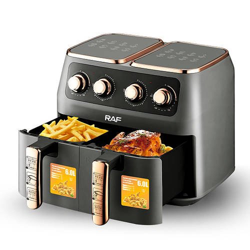Подвійна Аеро фритюрниця для приготування без олії 12 л на 2800 Вт Air Fryer R.5236 Фритюр для кухні