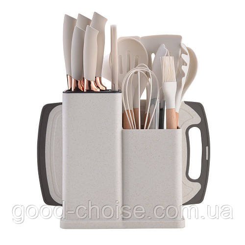 Набір кухонного приладдя, 19 предметів Kitchen Set, Білий / Кухонний набір з дощечкою