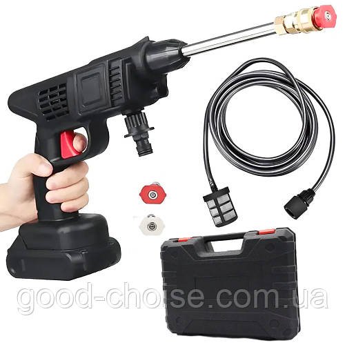 Акумуляторна мийка високого тиску + акумулятор 30В, в кейсі / Міні мийка для авто / Пістолет розпилювач