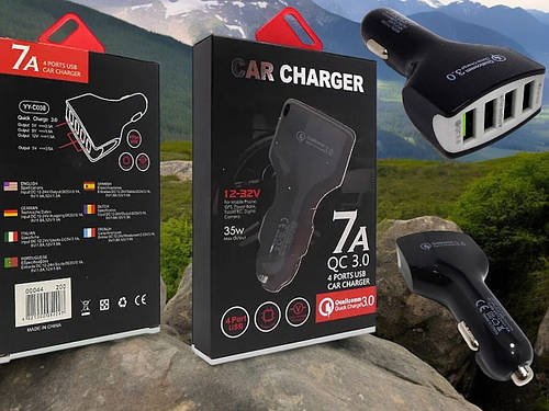 Автозарядка 12В 7A на 4 USB з підтримкою QC3.0 та захистом від короткого замикання