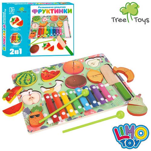 Розвивальна дощечка TREE TOYS (2в1, ксилофон, фрукти-пазли) MD 1895 Limo toy