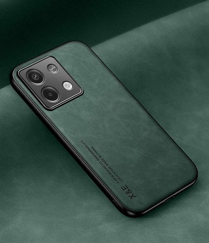 Шкіряний чохол XnE Xiaomi Redmi Note 13 5G з металевою вставкою Green