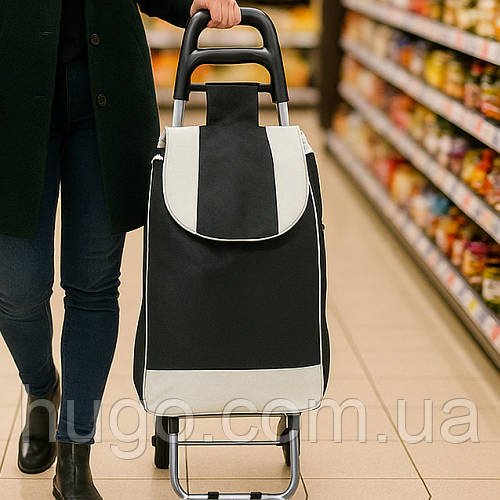 Сумка-візок на колесах до 130кг, 95х35х30см, Чорний / Сумка на колесах для покупок / Кравчучка для продуктів