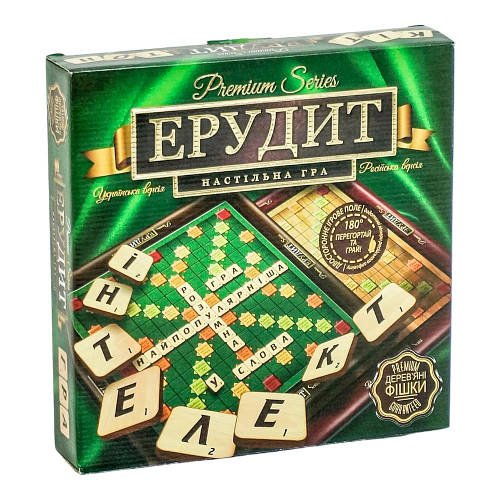 Гра настільна "Ерудит PREMIUM" Danko Toys (ігрове поле, фішки-літери, мішечок) G-ER-U-01
