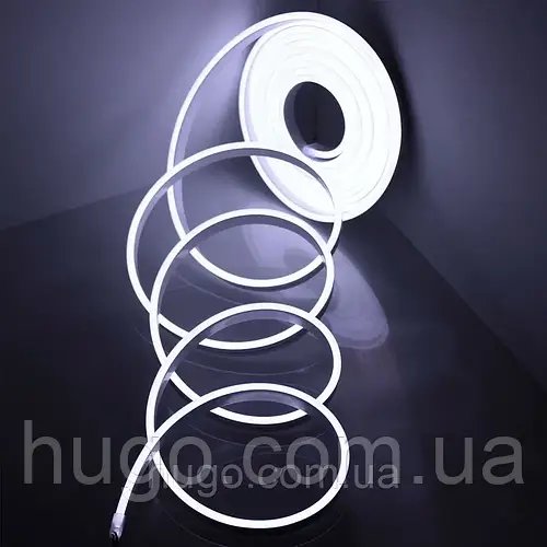 Гнучка неонова стрічка 5 м, LED NEON 12V-220V, Біла / Світлодіодна стрічка силіконова