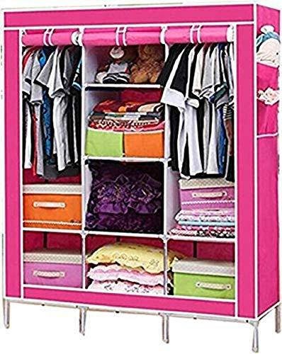 Складаний шафа великий STORAGE WARDROBE 175 х 130 х 45 см каркасний тканинний Рожевий YU227