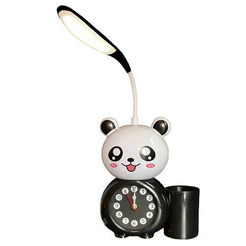 Дитячий настільний годинник з LED лампою та органайзером для ручок Alarm clock XL-801 Настільний годинник у вигляді панди