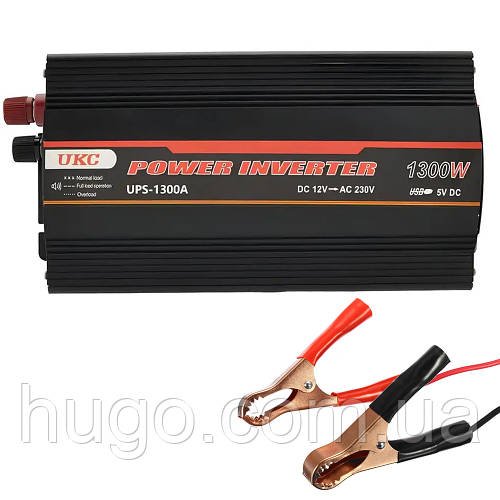 Інвертор з 12V на 220V (1300W) UPS-1300А / Перетворювач напруги / Автомобільний інвертор