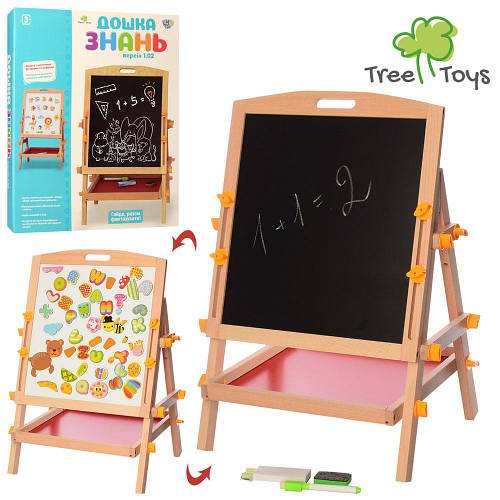 Дитячий Мольберт TREE TOYS (двостороння, магнітна, для малювання, маркер, магнітні пазли) MD 2382