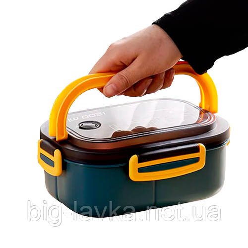 Ланч-Бокс для мікрохвильової печі з приладами Lunch Box  Синій