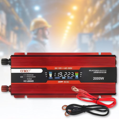Перетворювач напруги KC-2000D з дисплеєм та захистом UKC 2000W 12V-220V